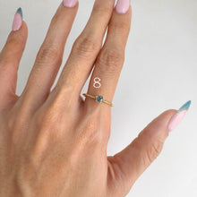 Load image into Gallery viewer, 4 mm. Round Cut Blue and Green Tanzanian Sapphire Stacking Ring