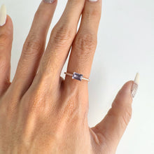 Load image into Gallery viewer, 4 x 6 mm Octagon Cut Purple Brazilian Amethyst with Cz Band Ring
