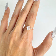 Load image into Gallery viewer, 6 x 8 mm. Oval Cut White Indian Moonstone with Cz Accents Ring