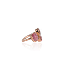 Load image into Gallery viewer, Handmade 7 x 9 mm. Freeform Rosecut Pink Brazilian Tourmaline Cluster Open Ring (Blemished)