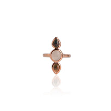 Load image into Gallery viewer, Handmade 7 mm. Round Cabochon White Indian Cat's eye Moonstone and Opal Cluster Ring