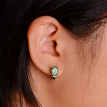 Load image into Gallery viewer, 6 x 8 mm. Oval Cut Green Brazilian Emerald Earrings