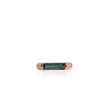 Load image into Gallery viewer, Handmade 3.7 x 10 mm. Baguette Cut Green Mozambican Tourmaline Ring