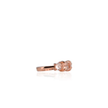 Load image into Gallery viewer, 6 mm. Cushion Cut Light Pink Brazilian Morganite and Topaz Trilogy Ring