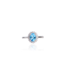 Load image into Gallery viewer, 6 x 8 mm. Oval Cut Sky Blue Brazilian Topaz with Cz Accents Ring