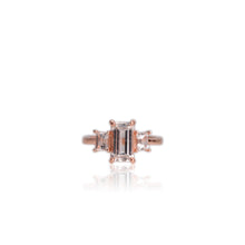 Load image into Gallery viewer, 5 x 8 mm. Octagon Cut White Brazilian Topaz Trilogy Ring