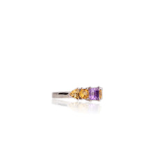 Load image into Gallery viewer, 5 mm. Square Cut Purple Brazilian Amethyst and Citrine Cluster Ring