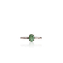 Load image into Gallery viewer, 6 x 7.5 mm. Oval Cut Green Brazilian Emerald with Cz Accents Ring (Blemished)