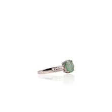 Load image into Gallery viewer, 6 x 7.5 mm. Oval Cut Green Brazilian Emerald with Cz Accents Ring (Blemished)