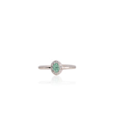 Load image into Gallery viewer, 3 x 5 mm. Oval Cut Green Zambian Emerald with Cz Halo Ring (Blemished)