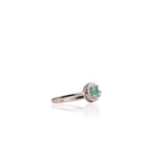 Load image into Gallery viewer, 3 x 5 mm. Oval Cut Green Zambian Emerald with Cz Halo Ring (Blemished)