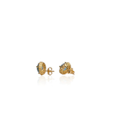 Load image into Gallery viewer, 8 mm. Round Cut Swiss Blue Brazilian Topaz with Cz Halo Earrings
