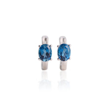 Load image into Gallery viewer, 6 x 8 mm. Oval Cut London Blue Brazilian Topaz Earrings