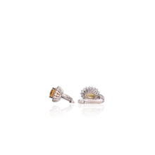 Load image into Gallery viewer, 6 x 8 mm. Oval Cut Yellow Brazilian Citrine with Cz Accents Earrings