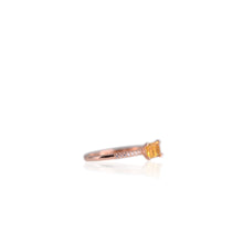 Load image into Gallery viewer, 4 x 6 mm Octagon Cut Yellow Brazilian Citrine with Cz Band Ring