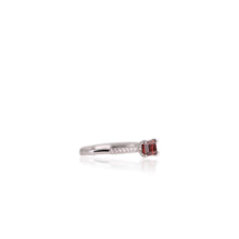 Load image into Gallery viewer, 4 x 6 mm Octagon Cut Red African Garnet with Cz Band Ring