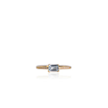 Load image into Gallery viewer, 4 x 6 mm Octagon Cut Blue Brazilian Aquamarine with Cz Band Ring