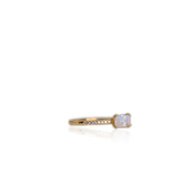 Load image into Gallery viewer, 4 x 6 mm Octagon Cut White Indian Moonstone with Cz Band Ring