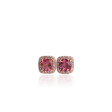 Load image into Gallery viewer, 6 mm. Round Cut Pink Brazilian Mystic Topaz with Cz Accents Earrings