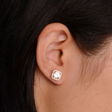 Load image into Gallery viewer, 6 mm. Round Cut White Cambodian Zircon with Cz Accents Earrings