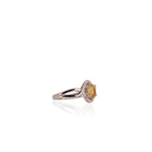 Load image into Gallery viewer, 5 x 7 mm. Oval Cut Yellow Brazilian Citrine with Cz Accents Ring