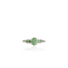 Load image into Gallery viewer, 4 x 6 mm. Oval Cut Green Brazilian Emerald Cluster Ring