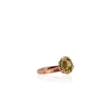 Load image into Gallery viewer, 4 x 6 mm. Oval Cut Green Brazilian Tourmaline with Tsavorite Garnet Accents Ring
