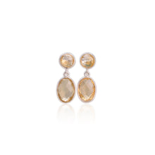 Load image into Gallery viewer, 10 x 14 mm. Oval with Checkerboard Cut Yellow Brazilian Citrine Drop Earrings