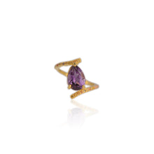 Load image into Gallery viewer, 8 x 12 mm. Pear Cut Purple Uruguayan Amethyst with Sapphire Accents Ring