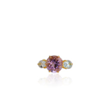 Load image into Gallery viewer, 12 mm. Round Cut Purple Uruguayan Amethyst and Topaz Trilogy Ring