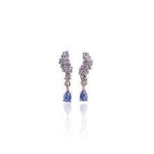 Load image into Gallery viewer, 4 x 6 mm. Pear Cut Blue Nepalese Kyanite and Tanzanite Cluster Drop Earrings