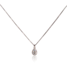 Load image into Gallery viewer, 6 x 8 mm. Pear Cut Light Blue Brazilian Aquamarine with Cz Halo Pendant and Necklace