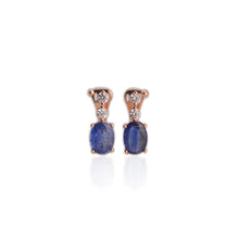 Load image into Gallery viewer, 6 x 8 mm. Oval Cut Blue Nepalese Kyanite with Cz Accents Earrings (Blemished)