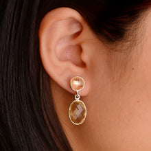 Load image into Gallery viewer, 10 x 14 mm. Oval with Checkerboard Cut Yellow Brazilian Citrine Drop Earrings