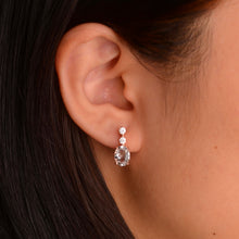 Load image into Gallery viewer, 6 x 8 mm. Oval Cut White Brazilian Topaz with Cz Accents Earrings