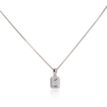 Load image into Gallery viewer, 6 x 8 mm. Octagon Cut Sky Blue Brazilian Topaz with Cz Halo Pendant and Necklace