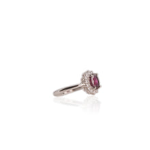Load image into Gallery viewer, 6 x 8 mm. Oval Cut Purple African Rhodolite Garnet with Cz Accents Ring (Blemished)