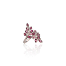 Load image into Gallery viewer, 3 x 4 mm. Oval Cut Purple African Rhodolite Garnet Cluster Ring