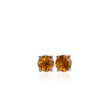 Load image into Gallery viewer, 8 mm. Round Cut Yellow Brazilian Citrine Earrings