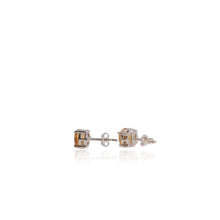 Load image into Gallery viewer, 8 mm. Round Cut Yellow Brazilian Citrine Earrings