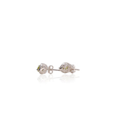 Load image into Gallery viewer, 5 x 10 mm. Marquise Cut Green Pakistani Peridot with Cz Halo Earrings