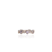 Load image into Gallery viewer, 4 mm. Heart Cut Blue Violet Tanzanite with Cz Accents Cluster Ring