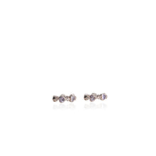 Load image into Gallery viewer, 4 mm. Heart Cut Blue Violet Tanzanite with Cz Accents Cluster Earrings