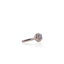 Load image into Gallery viewer, 6 mm. Round Cut Blue Violet Tanzanite with Cz Halo Ring