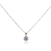 Load image into Gallery viewer, 6 mm. Round Cut Blue Violet Tanzanite with Cz Halo Pendant and Necklace (Blemished)