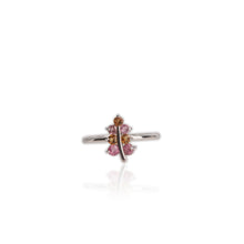 Load image into Gallery viewer, 3 mm. Round Cut Multi-coloured Brazilian Tourmaline Leaf Ring