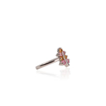 Load image into Gallery viewer, 3 mm. Round Cut Multi-coloured Brazilian Tourmaline Leaf Ring