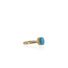 Load image into Gallery viewer, 6 x 8 mm. Oval Cabochon Blue American Turquoise with Cz Band Ring