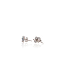 Load image into Gallery viewer, 3 mm. Round Cut Blue Cambodian Zircon Cluster Leaf Earrings