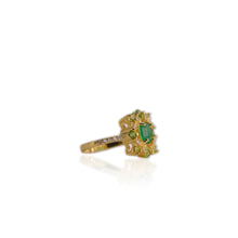 Load image into Gallery viewer, 6 mm. Cushion Cut Green Botswana Agate with Tsavorite Garnet and Cz Accents Ring